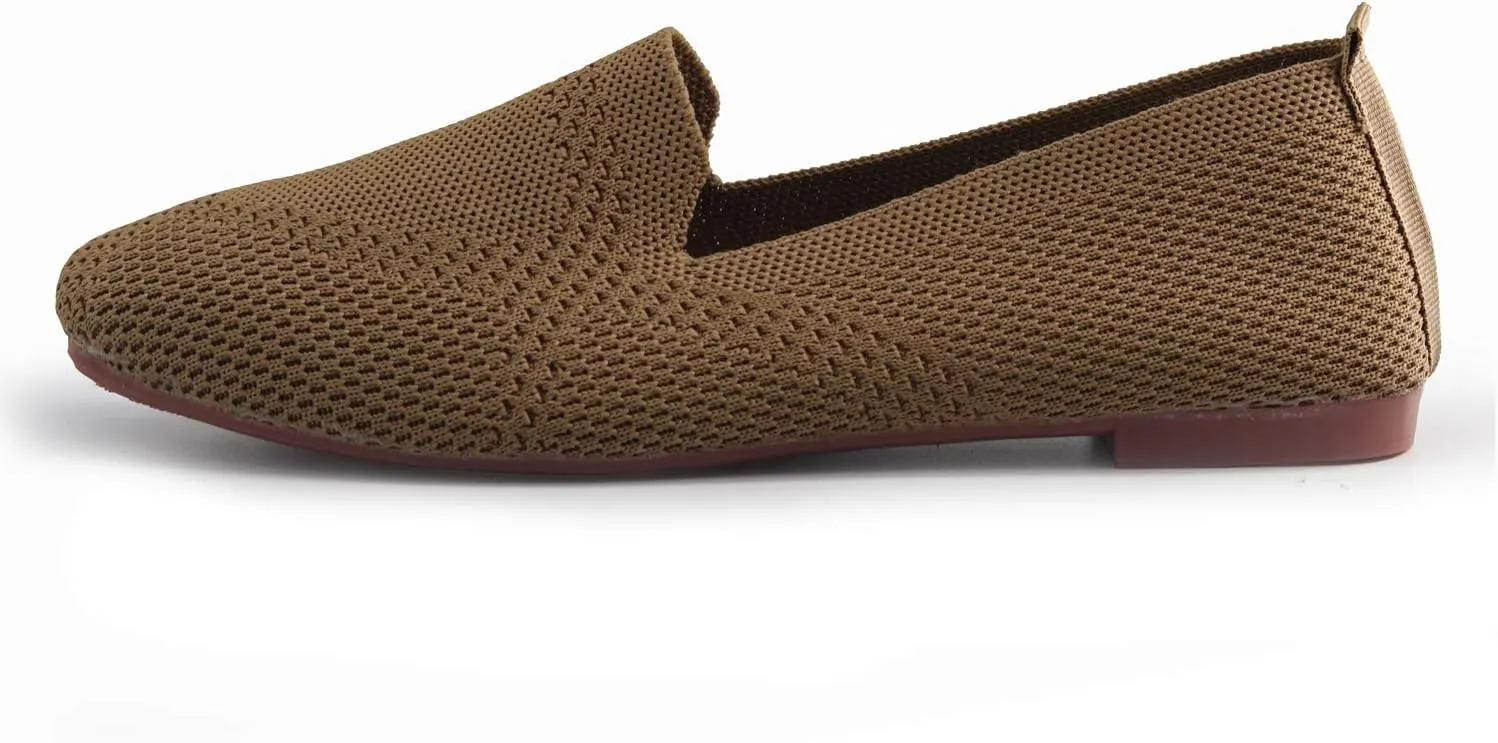 SOFMUO Women's Flats Shoes Knitted Lightweight Casual Slip On Loafers Soft Comfort Breathable Mesh Work Ballet Shoes