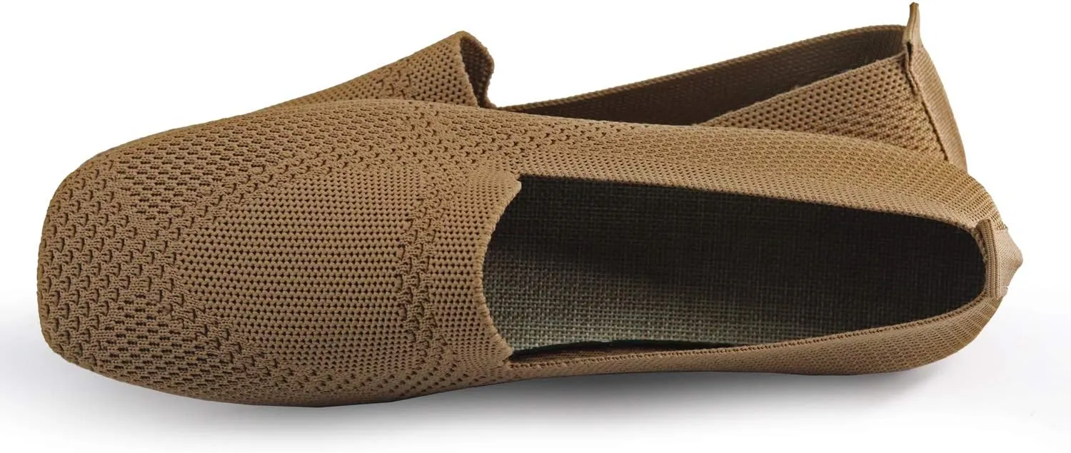 SOFMUO Women's Flats Shoes Knitted Lightweight Casual Slip On Loafers Soft Comfort Breathable Mesh Work Ballet Shoes