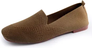 SOFMUO Women's Flats Shoes Knitted Lightweight Casual Slip On Loafers Soft Comfort Breathable Mesh Work Ballet Shoes