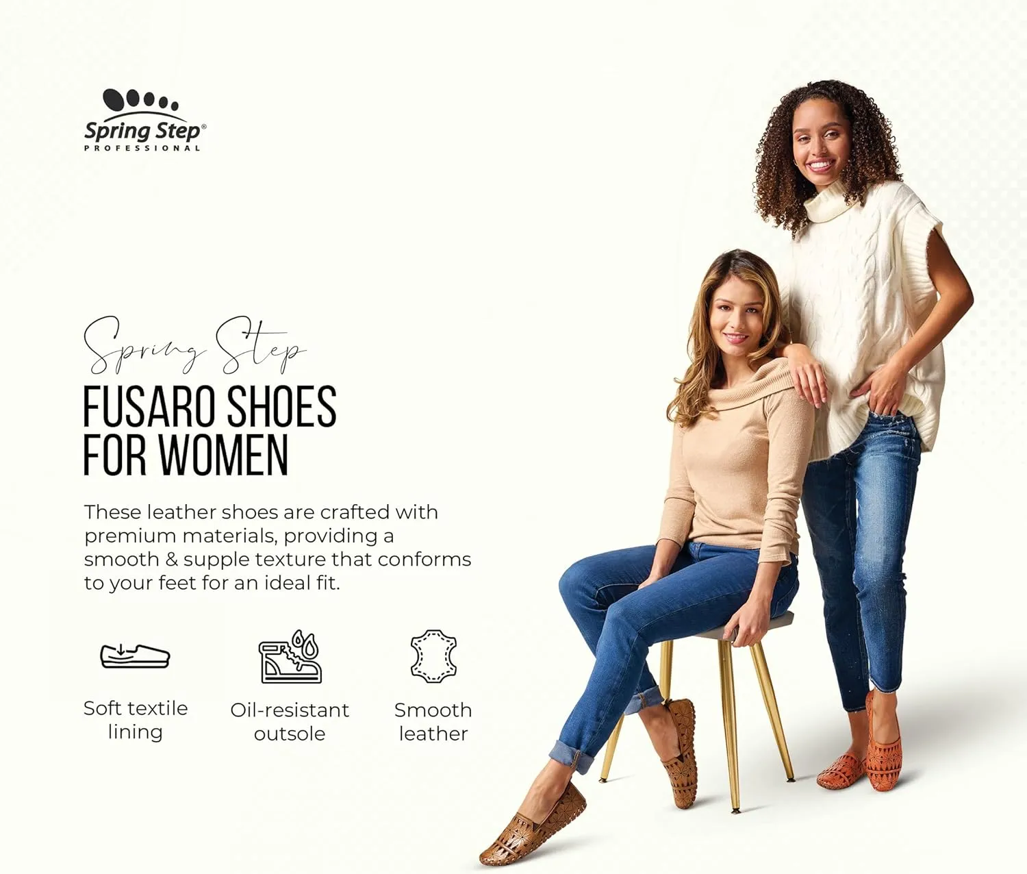 Spring Step Women's Leather Fusaro Loafer Shoe | Comfortable Slip-On Shoes with Rubber Outsole | Ladies Casual Walking Driving Loafers for Work