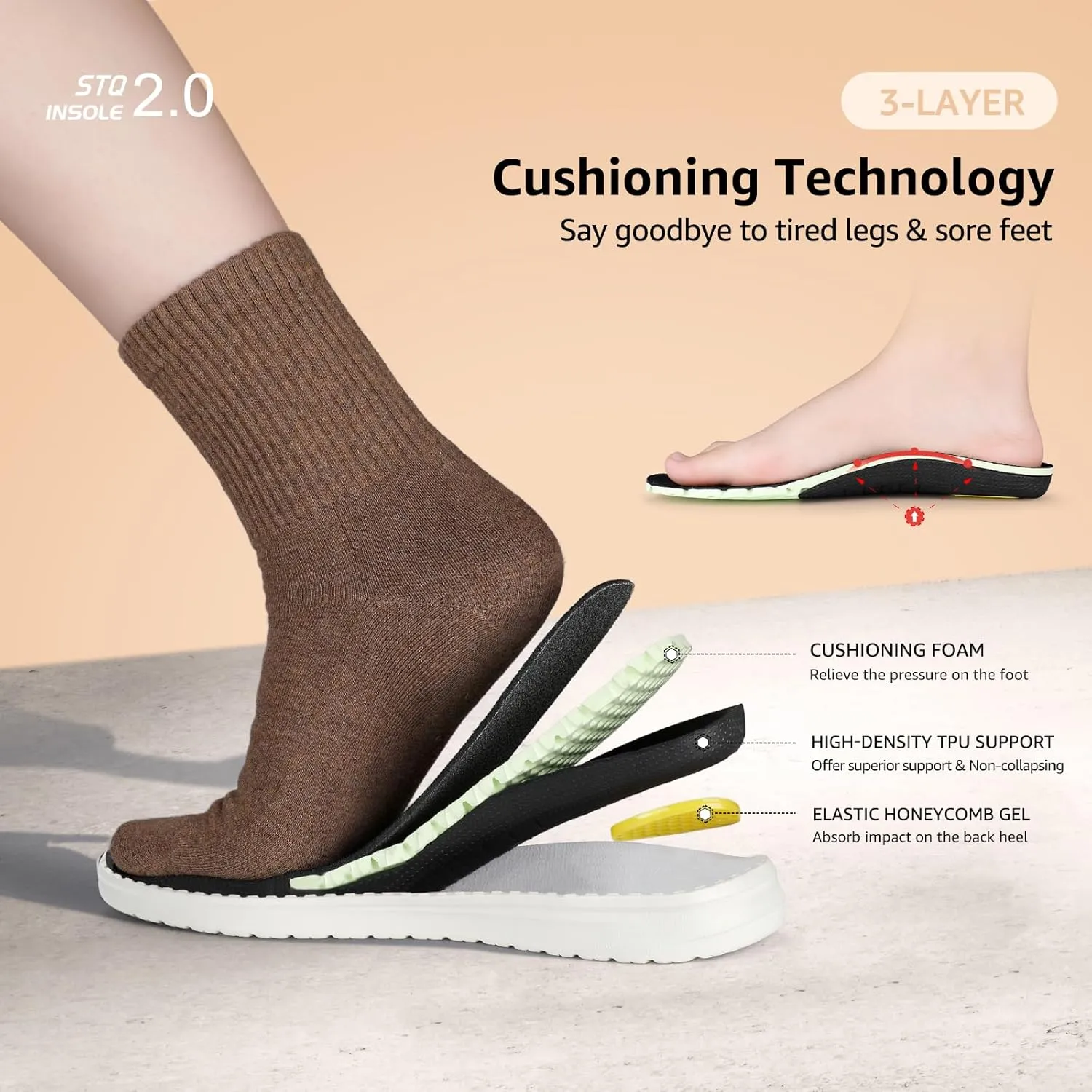 STQ Women Slip on Maternity ShoesOrthopedic Plantar Fasciitis Relief Ultralight Sneakers