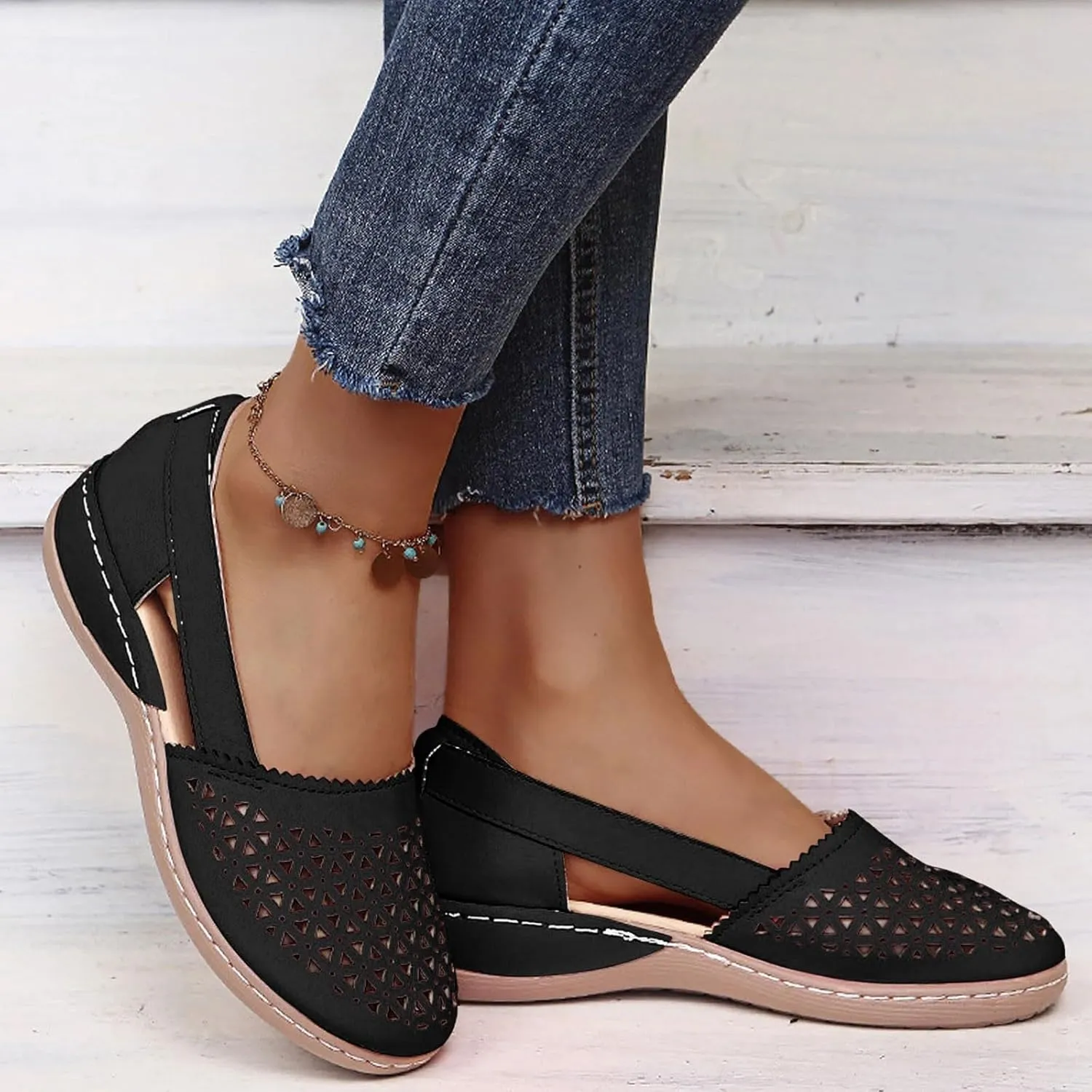Summer Sandals for Women 2024, Women Comfortable Flat Sandals Dressy Summer Sandal Closed Toe Fisherman Sandals