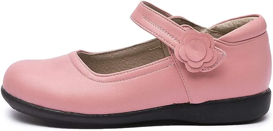 SWDZM Girl's Ballet Flats Mary Jane Dress Shoes Soft Leather Nonslip Rubber Sole (Toddler/Little Kid) Model-KM222