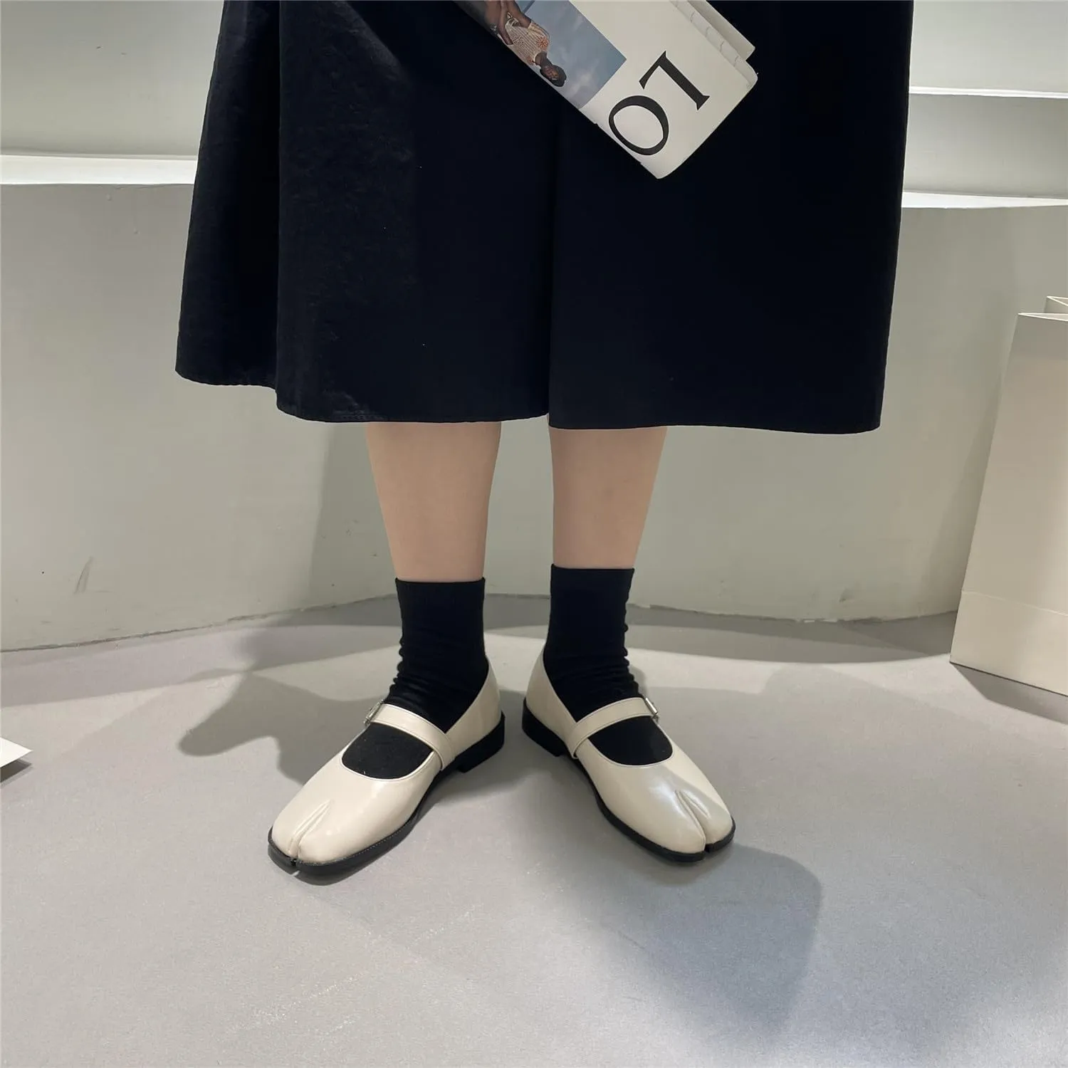 Tabi Shoes Mary Janes Ballet Flat Buckle Split Toe Women Girls - Kawaii Retro Lightweight Running Tennis & Racquet Sport Comfortable Walking Daily Wear Business Office Standing All Day Trendy Casual