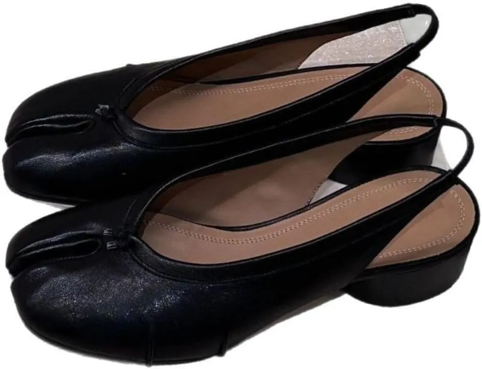 Tabi Shoes Women Slip on Ballet Flat with Back Strap Low Heels - Split Toe Orthopedic Sandals Cute Casual Comfortable Walking Lightweight Loafers Female Solid All-Match for Beach Travel Daily Wear