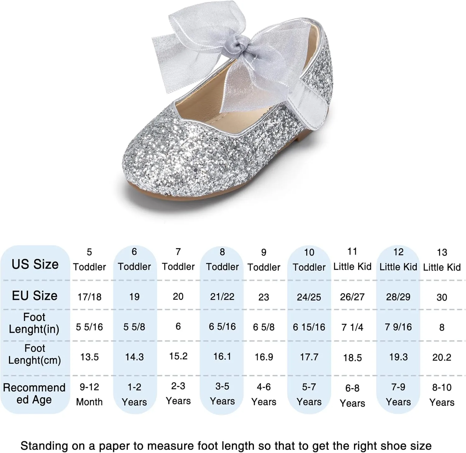 THEE BRON Toddler Dress Shoes Flower Girls Glitter Mary Jane Ballerina Flat Shoes