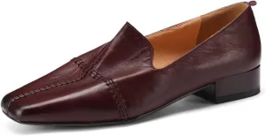 TinaCus Women's Square Toe Soft Genuine Leather Handmade Slip on Flat Loafers Shoes