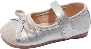 Toddler Baby Girls Mary Jane Dress Shoes Sparkle Bow Ballerina Flats for Wedding Party Birthday Christmas Walking