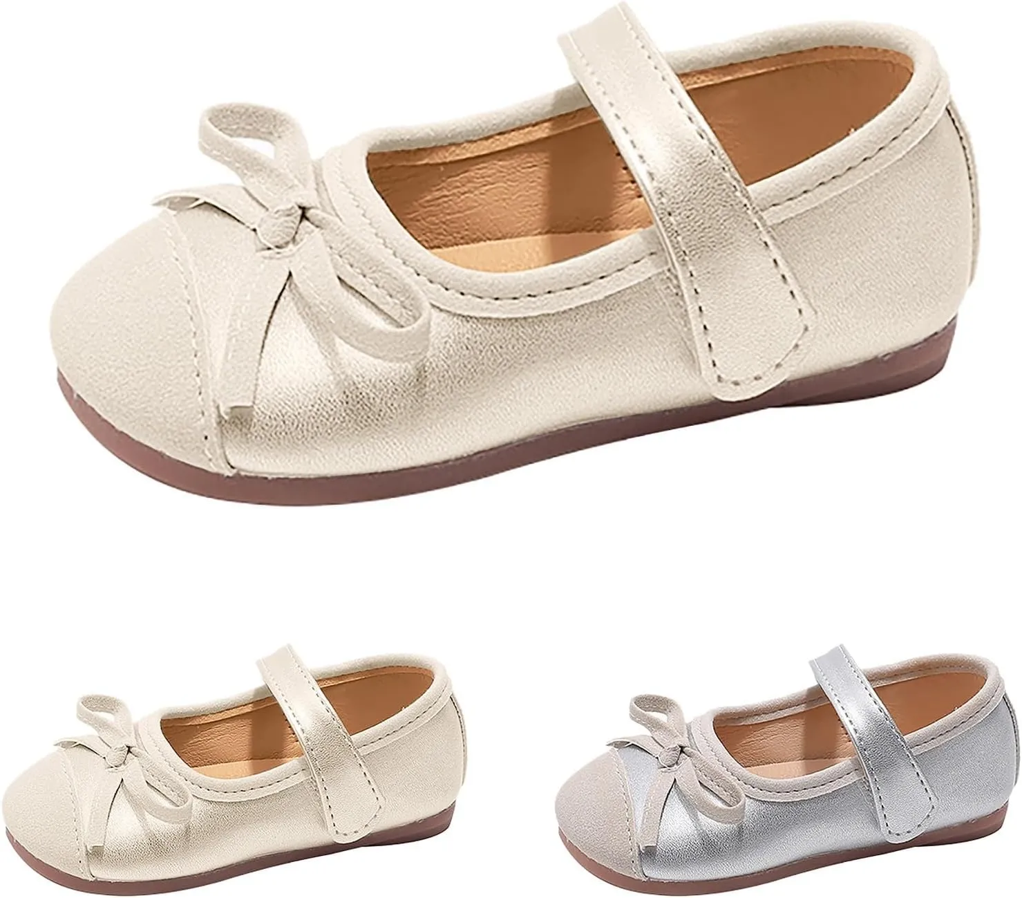Toddler Baby Girls Mary Jane Dress Shoes Sparkle Bow Ballerina Flats for Wedding Party Birthday Christmas Walking
