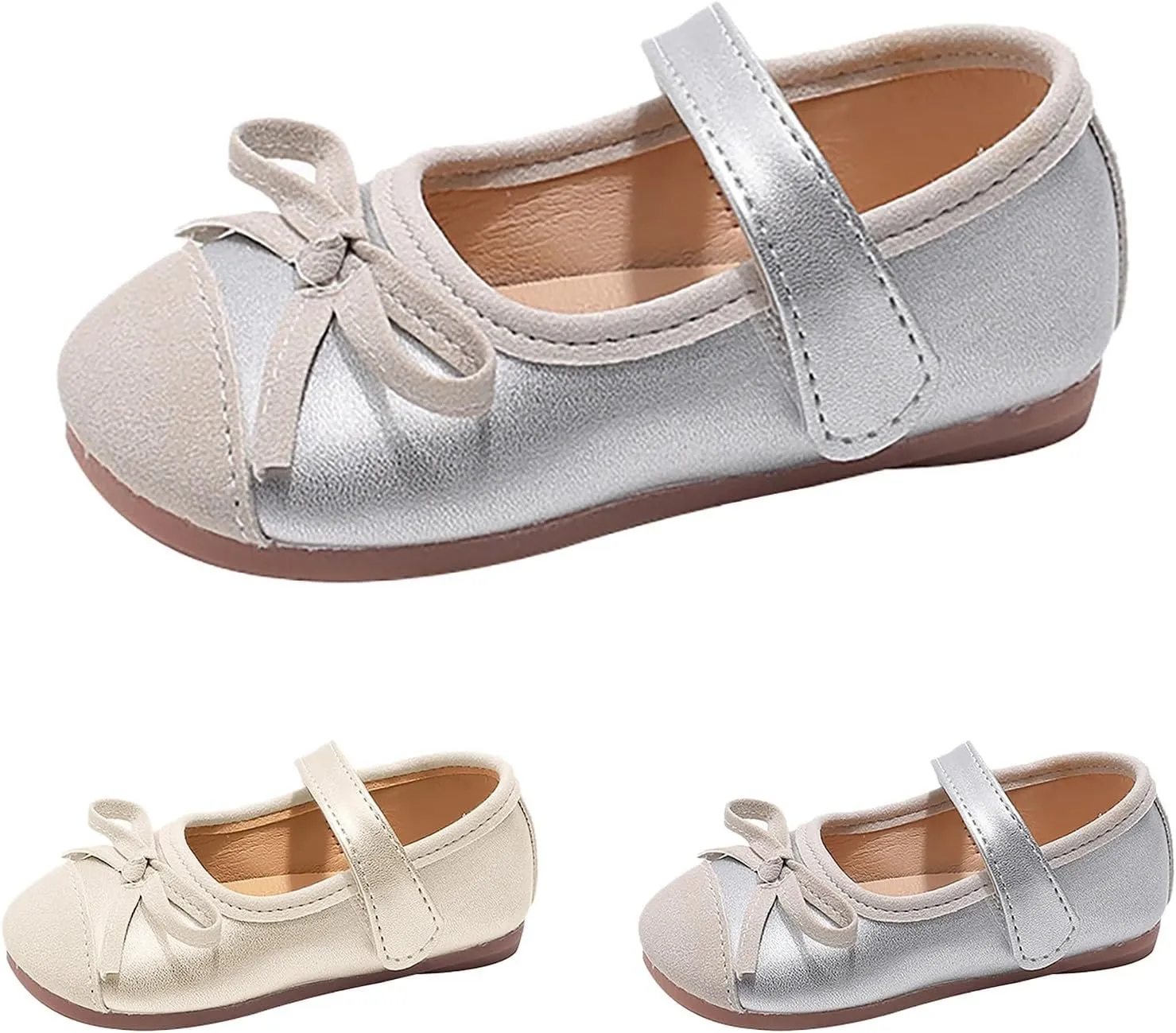 Toddler Baby Girls Mary Jane Dress Shoes Sparkle Bow Ballerina Flats for Wedding Party Birthday Christmas Walking