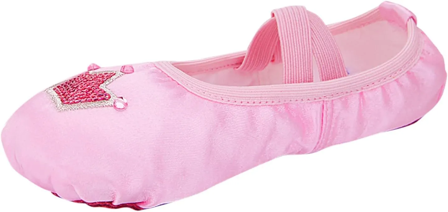 Toddler Cute Shoes Children Dance Shoes Ballet Dance Shoes Body Training Shoes Satin Embroidered Flat Bottom Sneakers