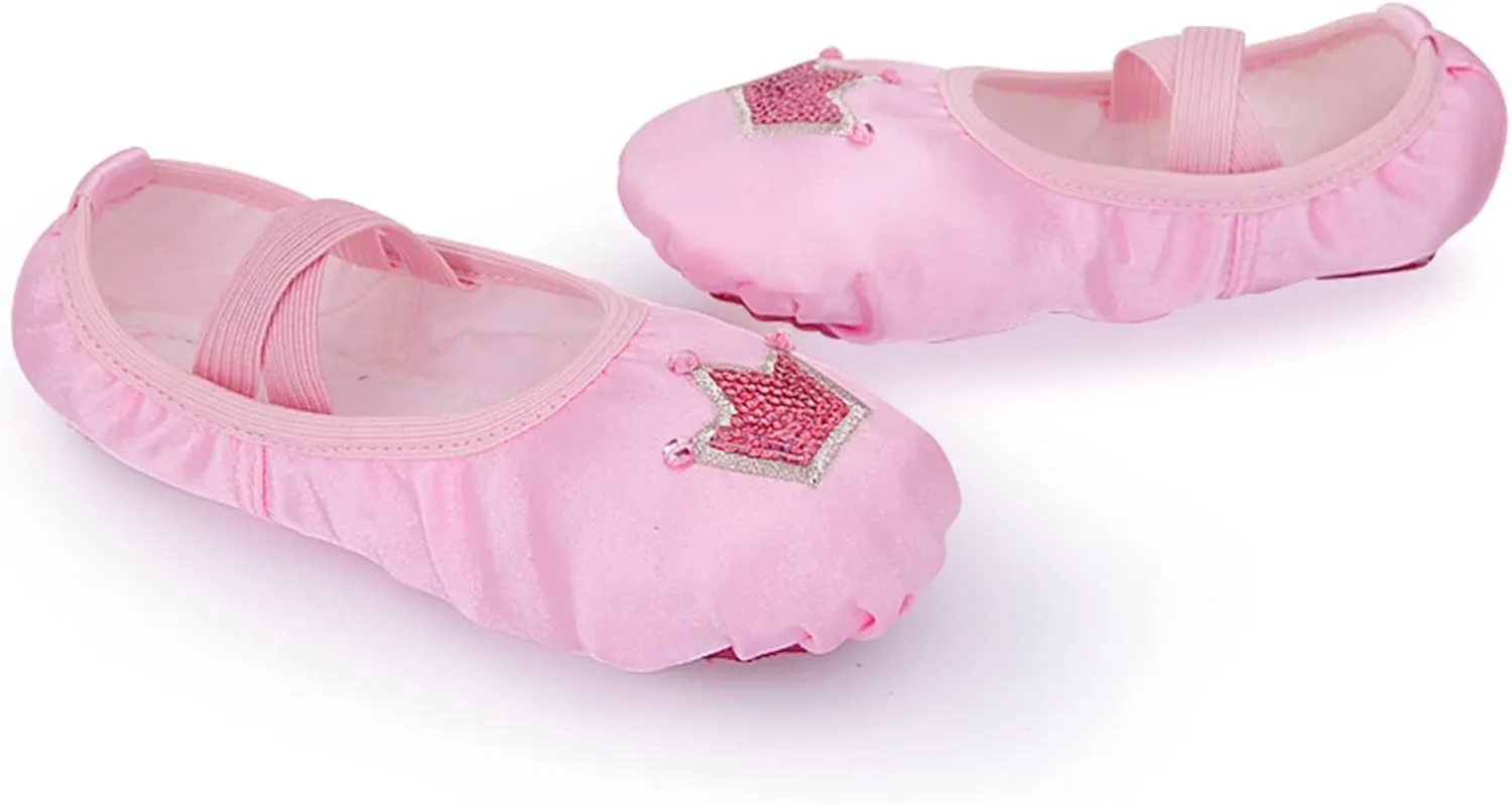 Toddler Cute Shoes Children Dance Shoes Ballet Dance Shoes Body Training Shoes Satin Embroidered Flat Bottom Sneakers