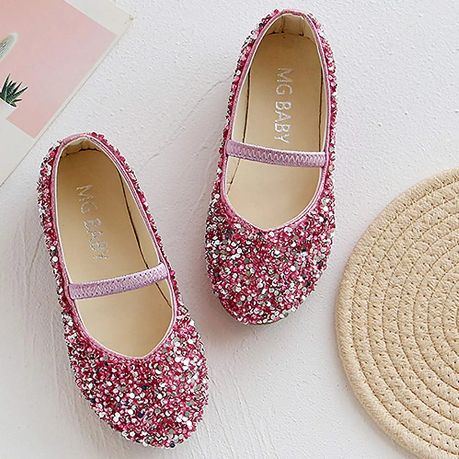 Toddler Flower Girl Dress Shoes Girl Ballet Flats Party School Shoes Wedding Princess Girls Dance Leather Shoes Sequined