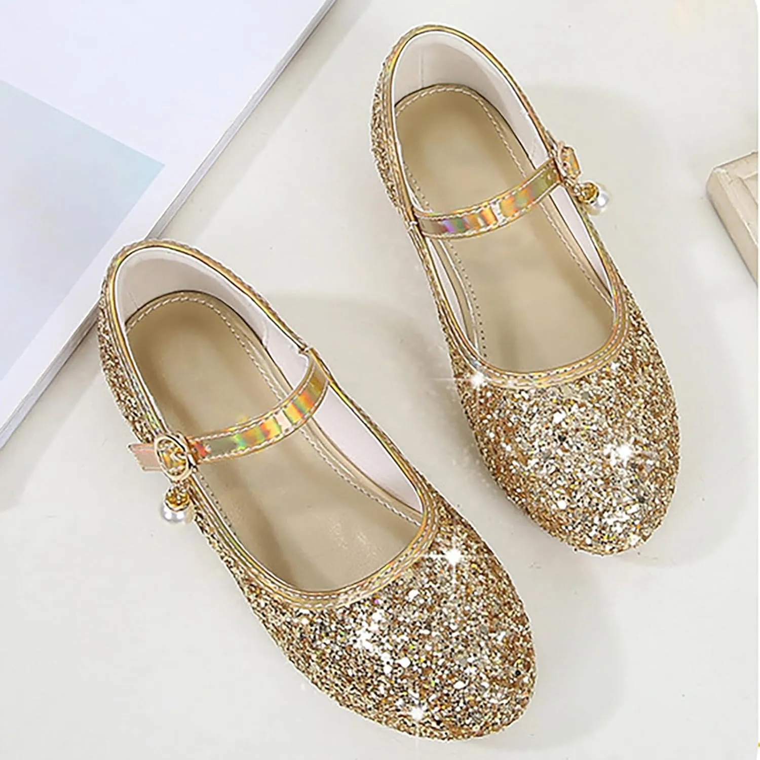Toddler Flower Girl Dress Shoes Rhinstones Mary Jane Ballet Flats Party Wedding Toddler Little Kid Princess Shoes