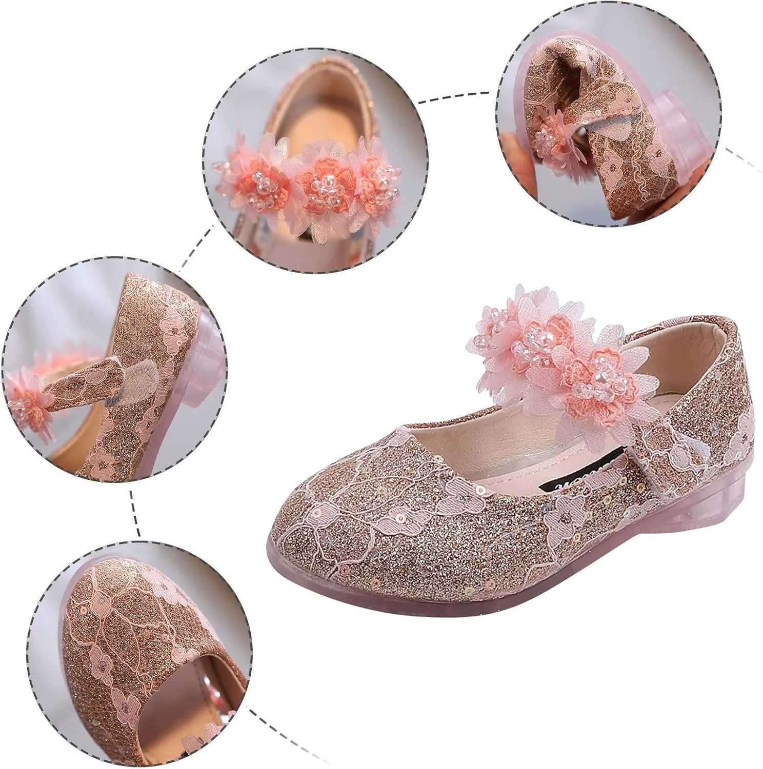 Toddler Flower Girl Dress Shoes Rhinstones Pearls Mary Jane Ballet Flats Wedding Party Toddler Kids Baby Shoes
