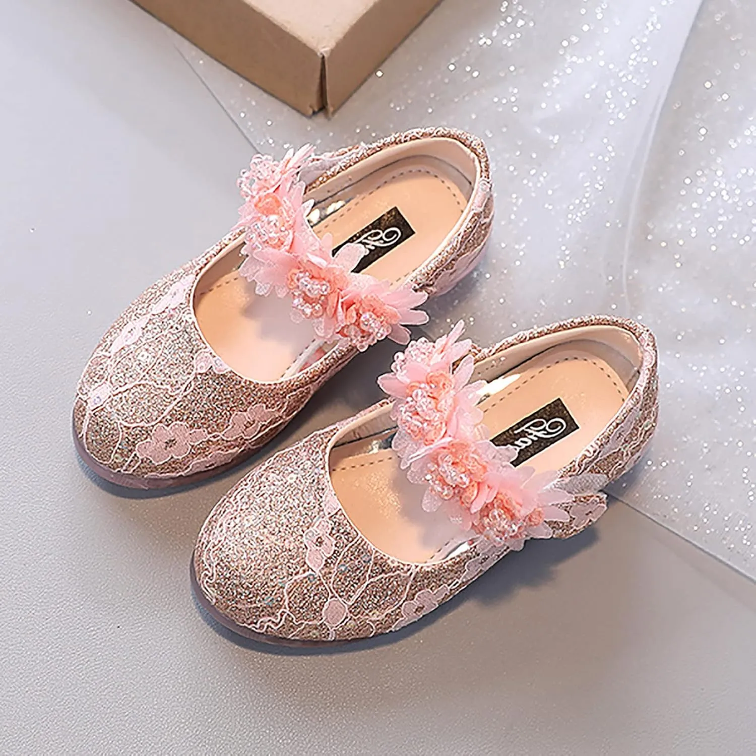 Toddler Flower Girl Dress Shoes Rhinstones Pearls Mary Jane Ballet Flats Wedding Party Toddler Kids Baby Shoes