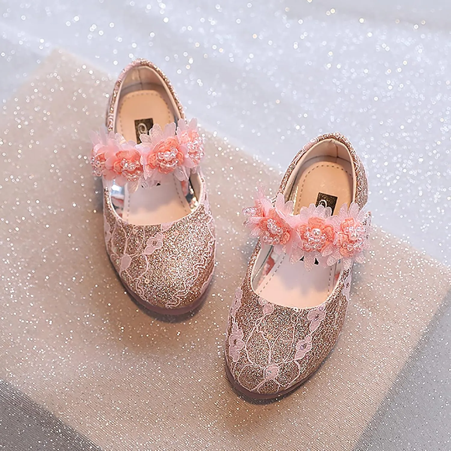 Toddler Flower Girl Dress Shoes Rhinstones Pearls Mary Jane Ballet Flats Wedding Party Toddler Kids Baby Shoes