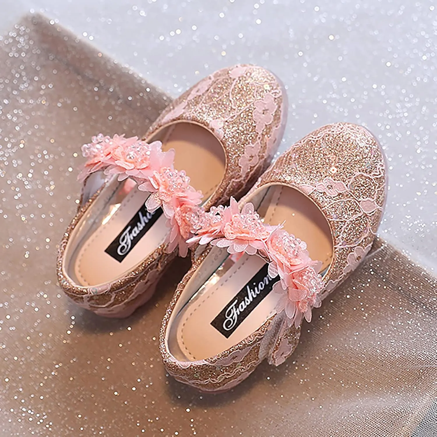 Toddler Flower Girl Dress Shoes Rhinstones Pearls Mary Jane Ballet Flats Wedding Party Toddler Kids Baby Shoes