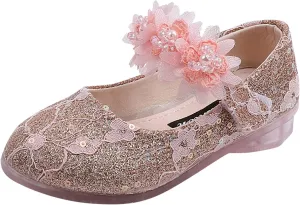 Toddler Flower Girl Dress Shoes Rhinstones Pearls Mary Jane Ballet Flats Wedding Party Toddler Kids Baby Shoes