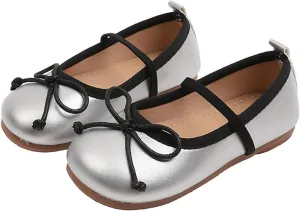 Toddler Girl Mary Jane Dress Shoes Soft Sole Non Slip Leather Bowknot School Shoes Kids Classic Ballerina Flat
