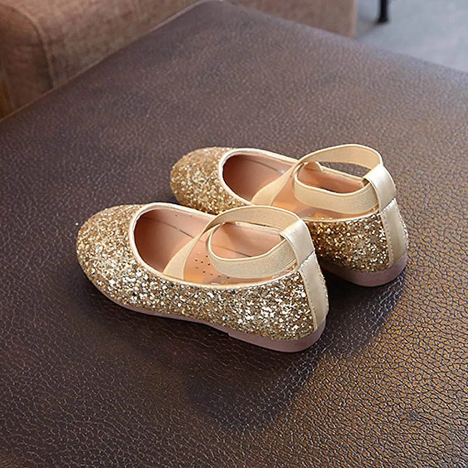 Toddler Girls Dress Glitter Princess Ballet Flat Little/Big Kids Mary Jane Ballerina Party Wedding Shoes