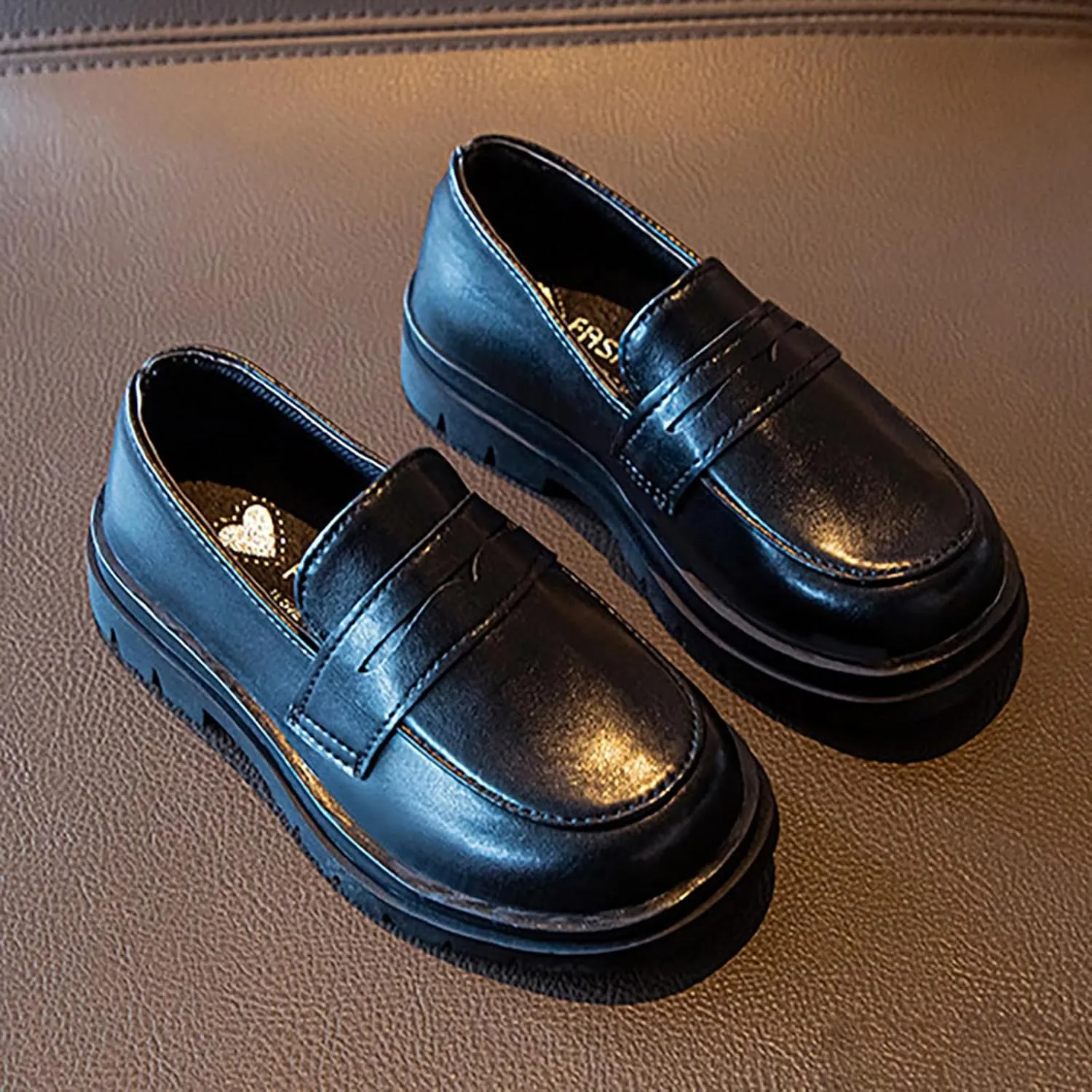 Toddler Girls Dress Shoes Little Girls Loafers School Uniform Mary Jane Flats for Girls Thick Sole Girls Slip on Shoes
