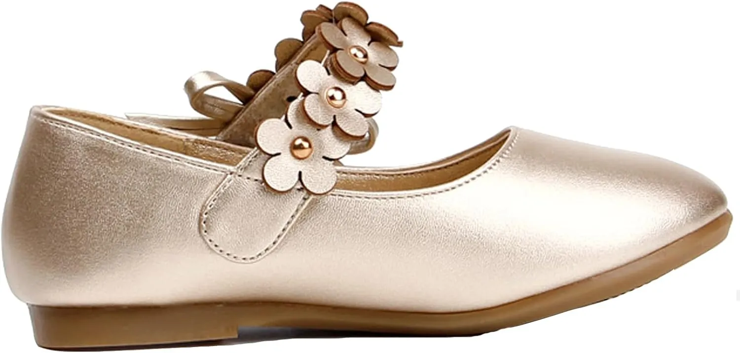 Toddler Girls Dress Shoes Party Wedding Flower School Princess Ballet Flats(Toddler/Little/Big Kid)