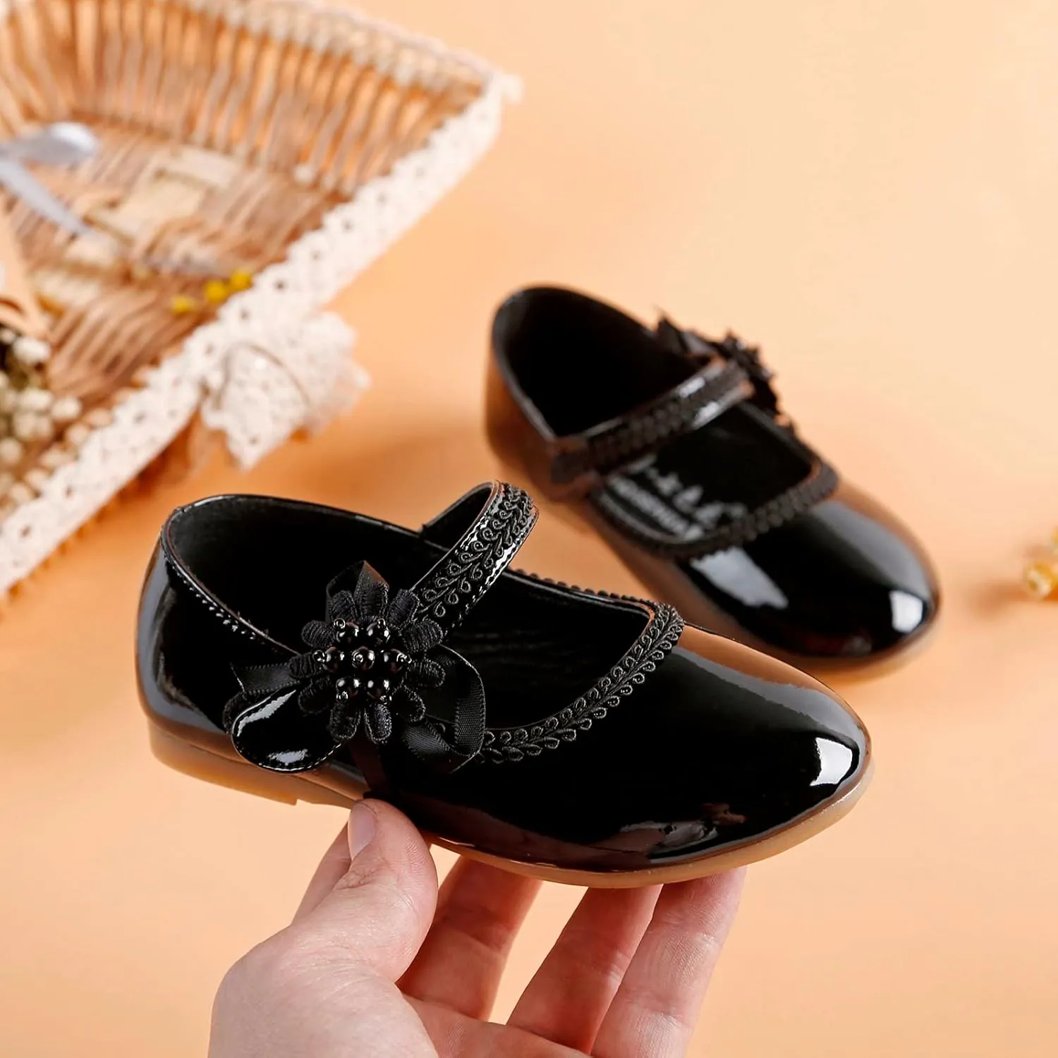 Toddler Girls Floral Ballet Flat Shoes Ballerina Mary Jane Elegant Dress Shoes for Kids Toddle Girl Shoes