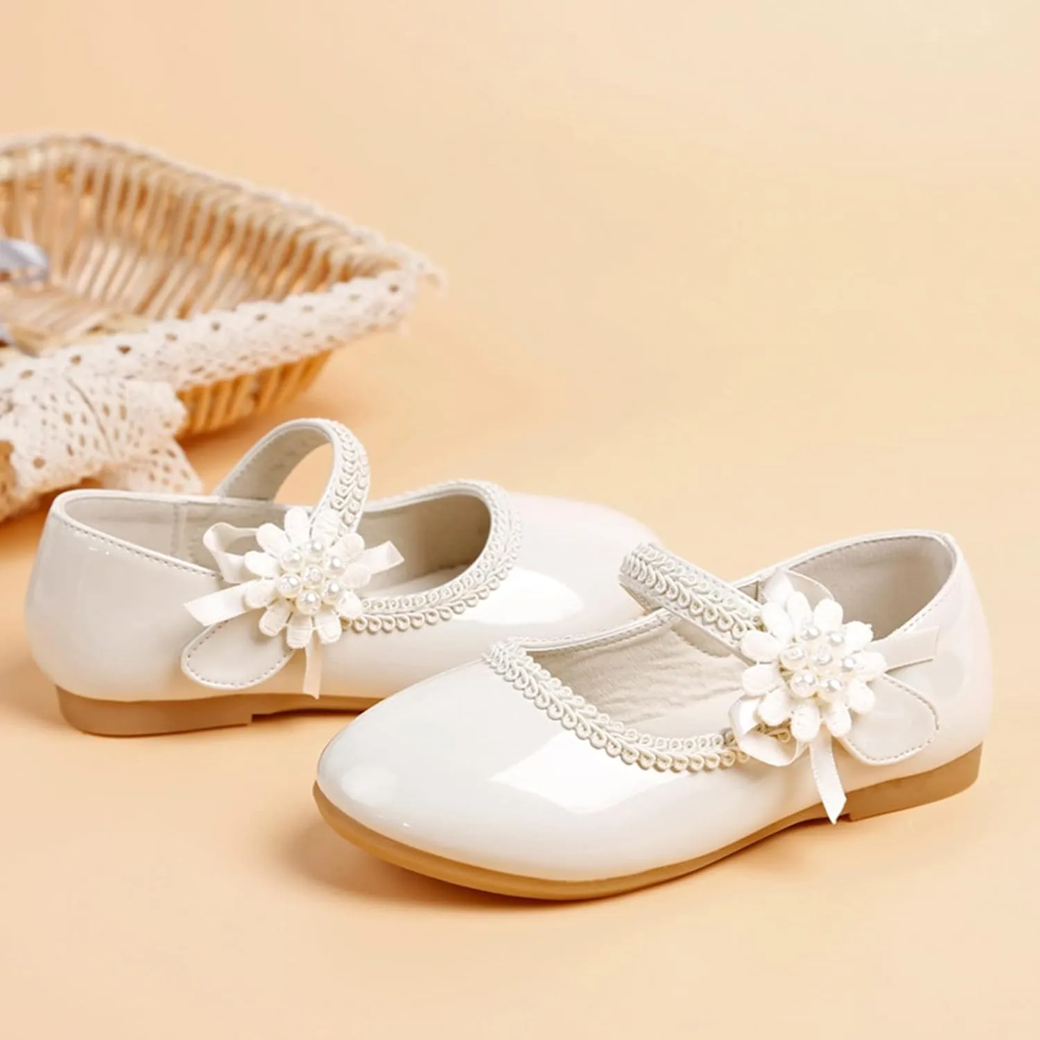 Toddler Girls Floral Ballet Flat Shoes Ballerina Mary Jane Elegant Dress Shoes for Kids Toddle Girl Shoes