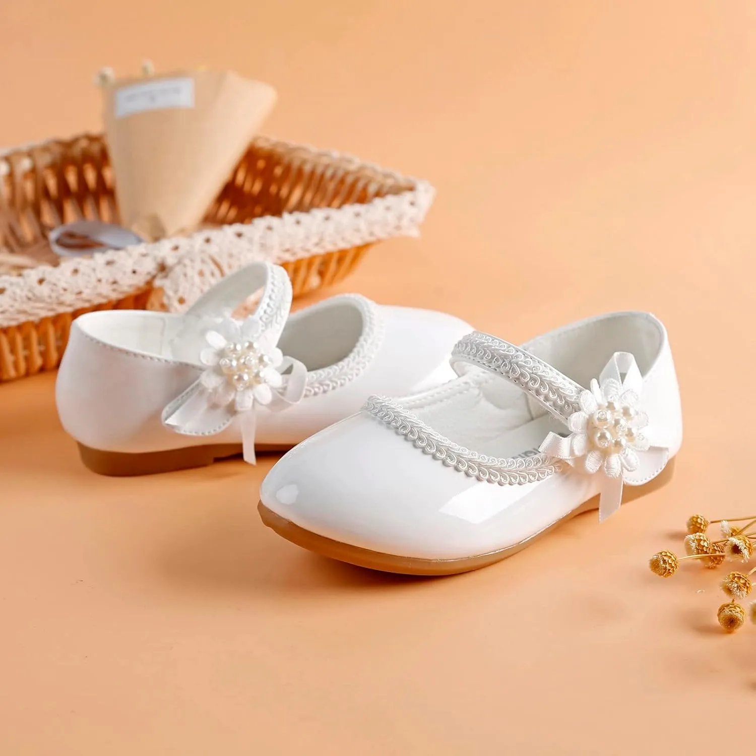 Toddler Girls Floral Ballet Flat Shoes Ballerina Mary Jane Elegant Dress Shoes for Kids Toddle Girl Shoes