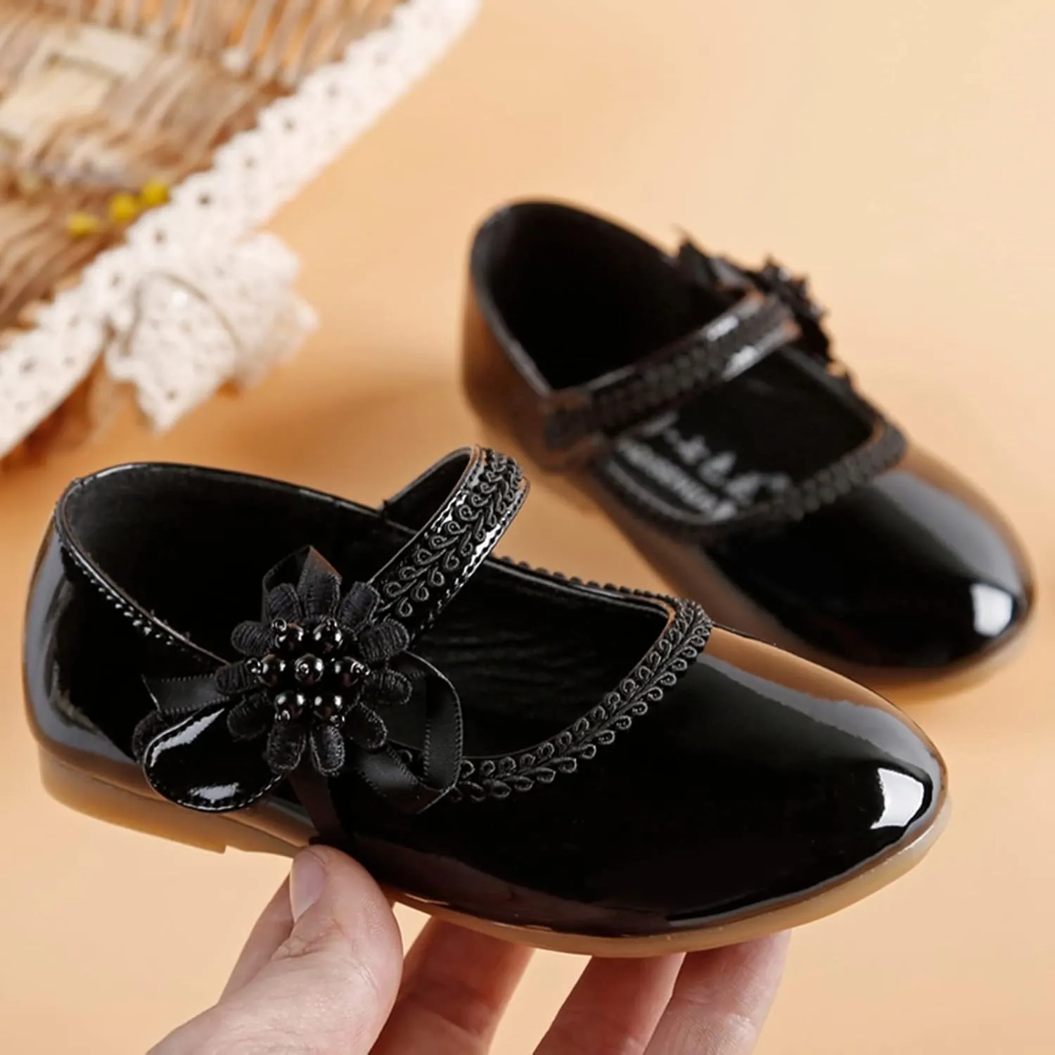 Toddler Girls Floral Ballet Flat Shoes Ballerina Mary Jane Elegant Dress Shoes for Kids Toddle Girl Shoes