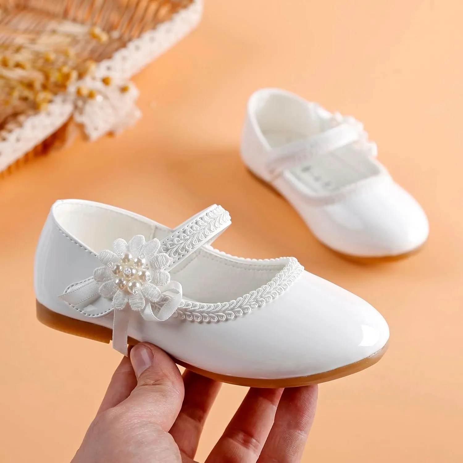 Toddler Girls Floral Ballet Flat Shoes Ballerina Mary Jane Elegant Dress Shoes for Kids Toddle Girl Shoes