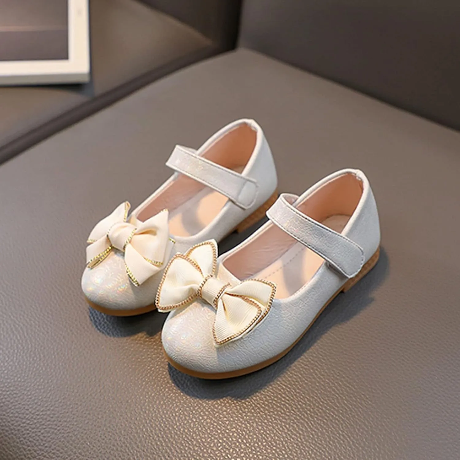 Toddler Girls Mary Jane Ballet Flats Bow Flower Wedding Party Ballerina Dress Shoes Ankle Strap Low Heel Sandal