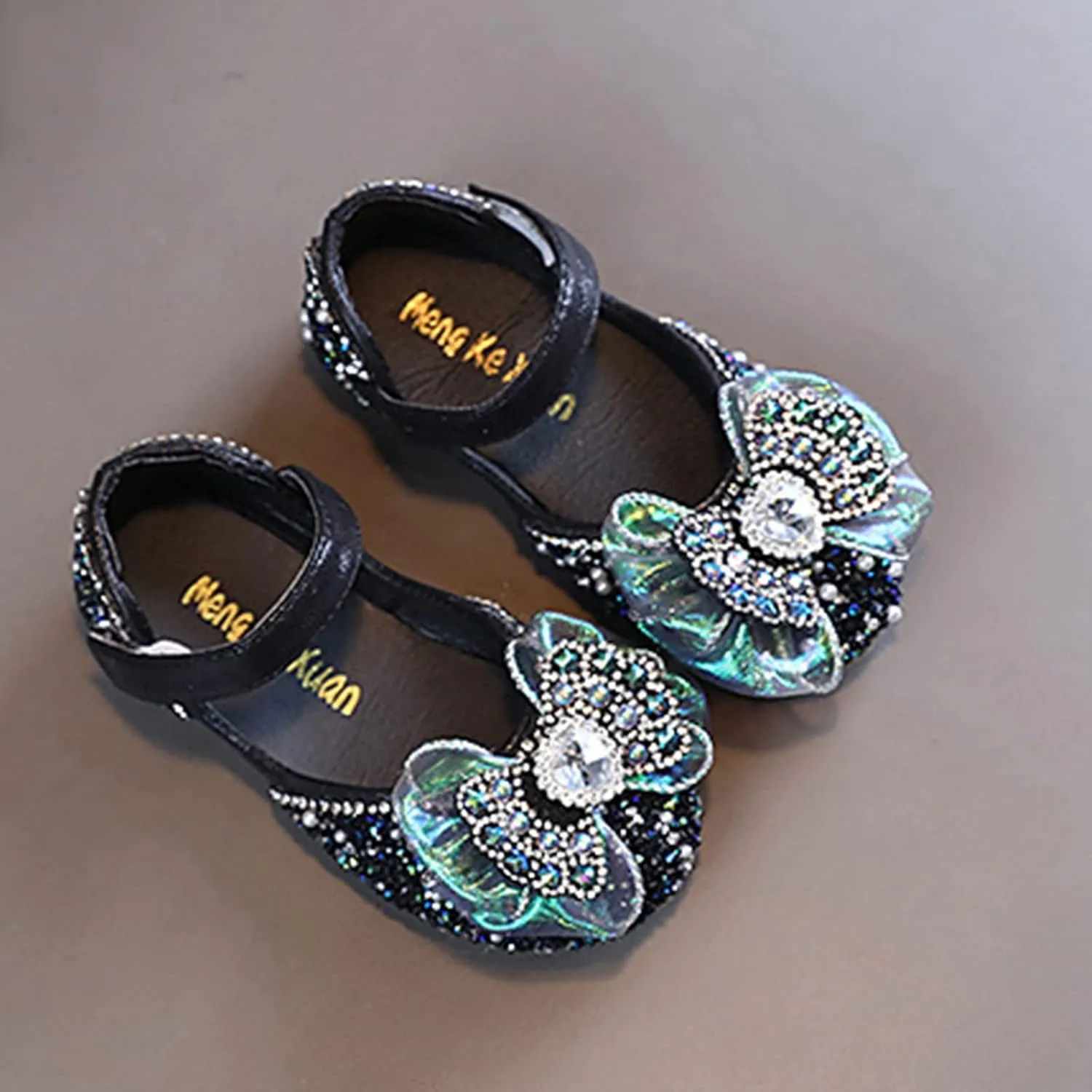 Toddler Girls Mary Jane Ballet Flats Dress Shoes Rhinestones Bows Flower Girl School Party Wedding Sandals