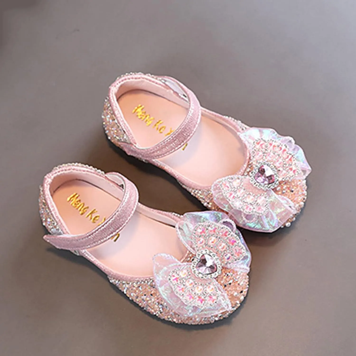 Toddler Girls Mary Jane Ballet Flats Dress Shoes Rhinestones Bows Flower Girl School Party Wedding Sandals