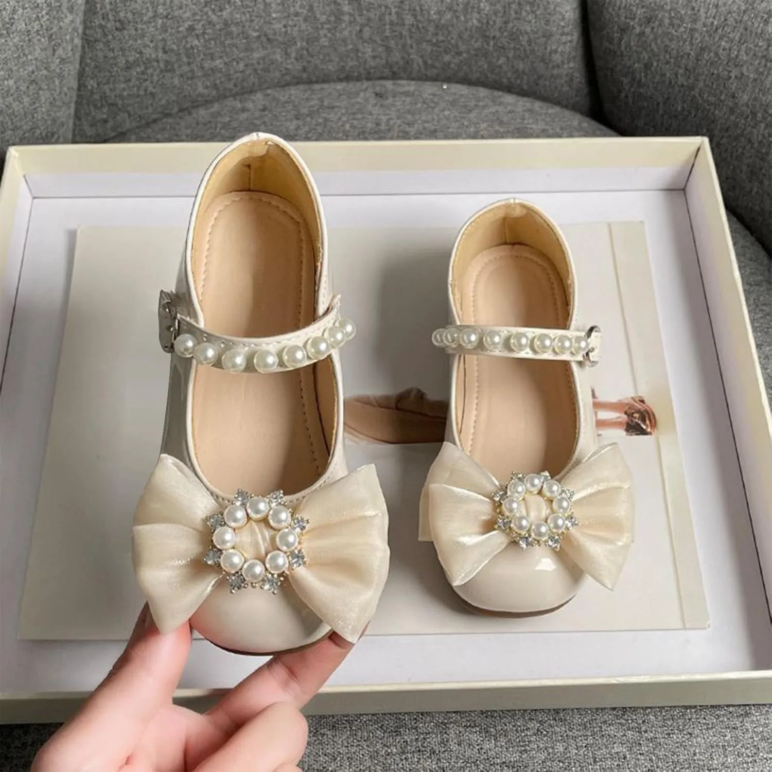 Toddler Girls Mary Jane Ballet Flats Little Girl Dress Shoes for School Party Wedding Prom Uniform