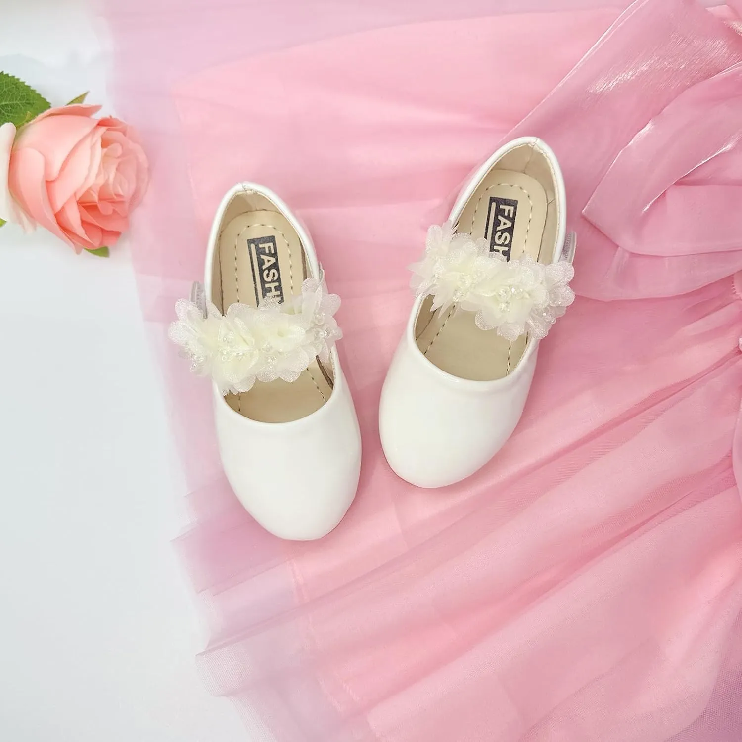 Toddler Girls Mary Jane Dress Shoes Little Kids Ballet Flats Bowkont Flower Wedding Party School Princess Shoes