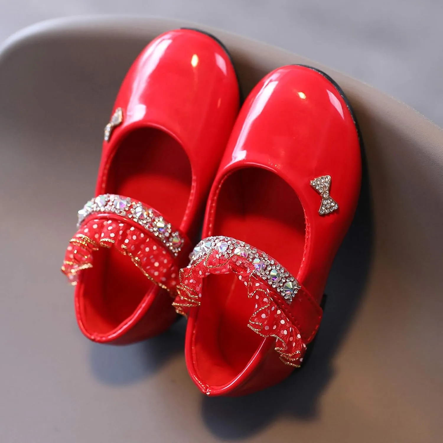 Toddler Girls Mary Jane Flats Toddler Girls Glitter Dress Wedding Ballet Shoes Patent Leather Shoes for Kids