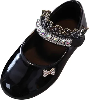 Toddler Girls Mary Jane Flats Toddler Girls Glitter Dress Wedding Ballet Shoes Patent Leather Shoes for Kids
