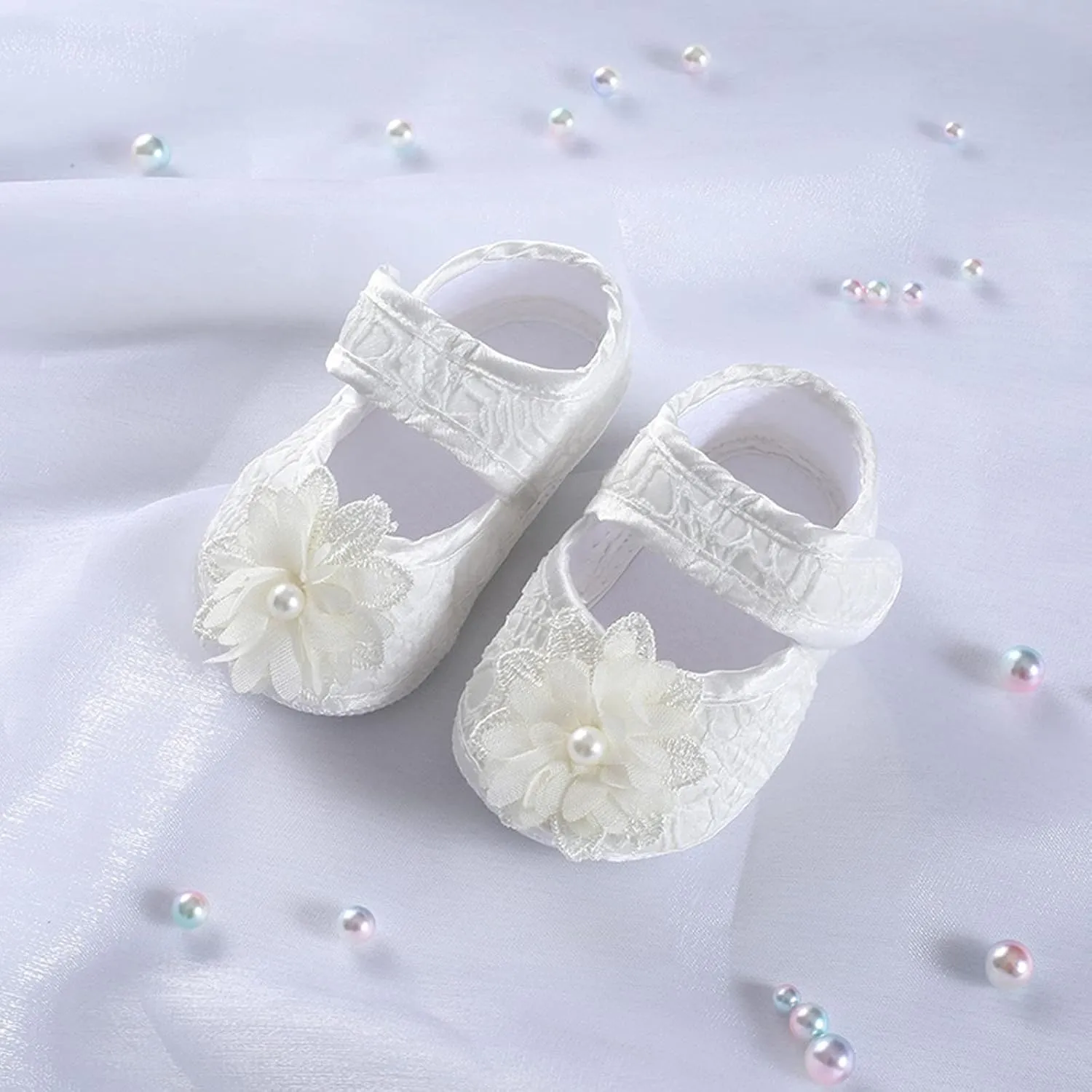 Toddler Girls Princess Dress Shoes Infant Lace Flower Ballet Mary Jane Flats Prewalker Wedding Party Baptism Shoes