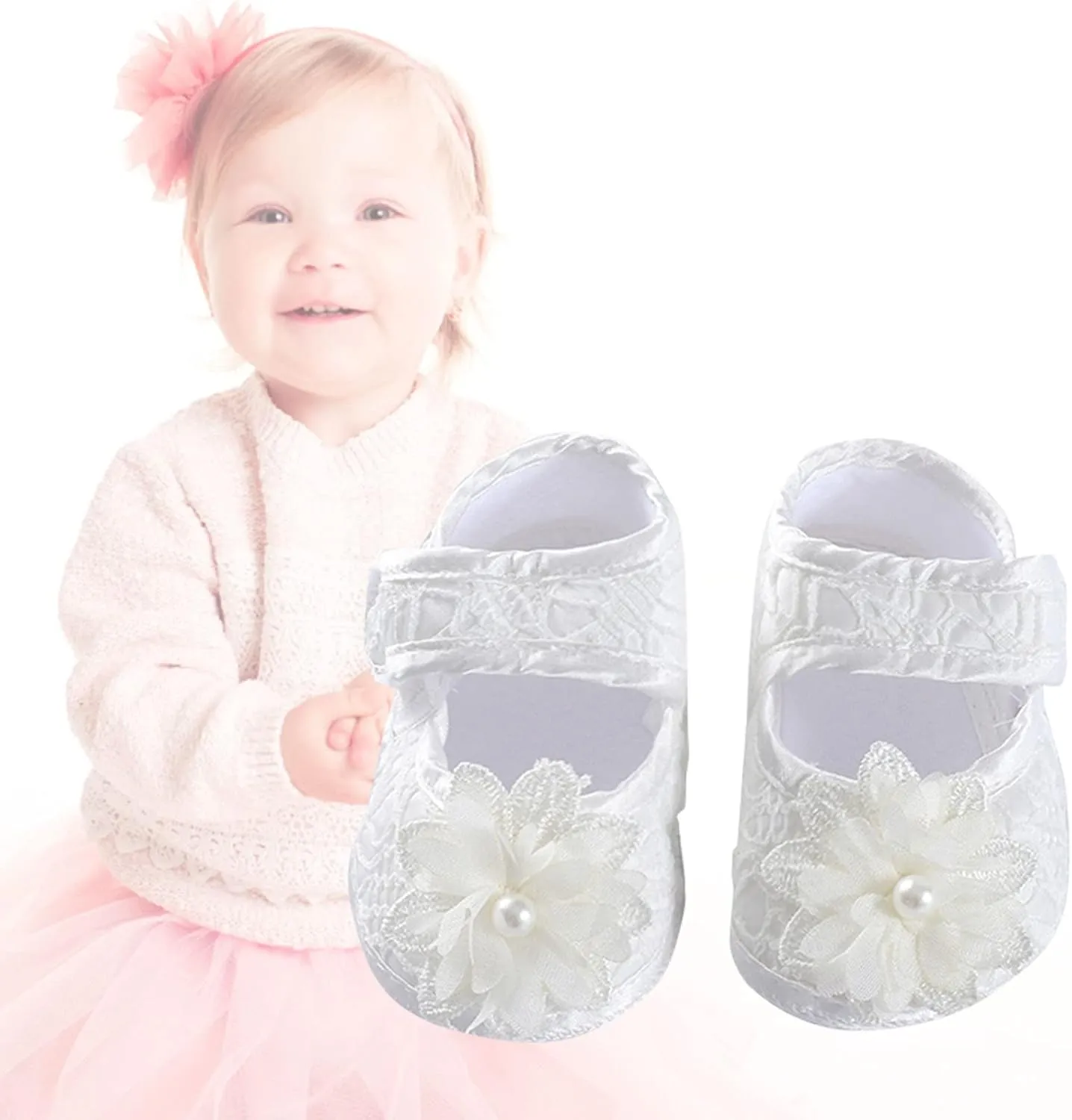 Toddler Girls Princess Dress Shoes Infant Lace Flower Ballet Mary Jane Flats Prewalker Wedding Party Baptism Shoes