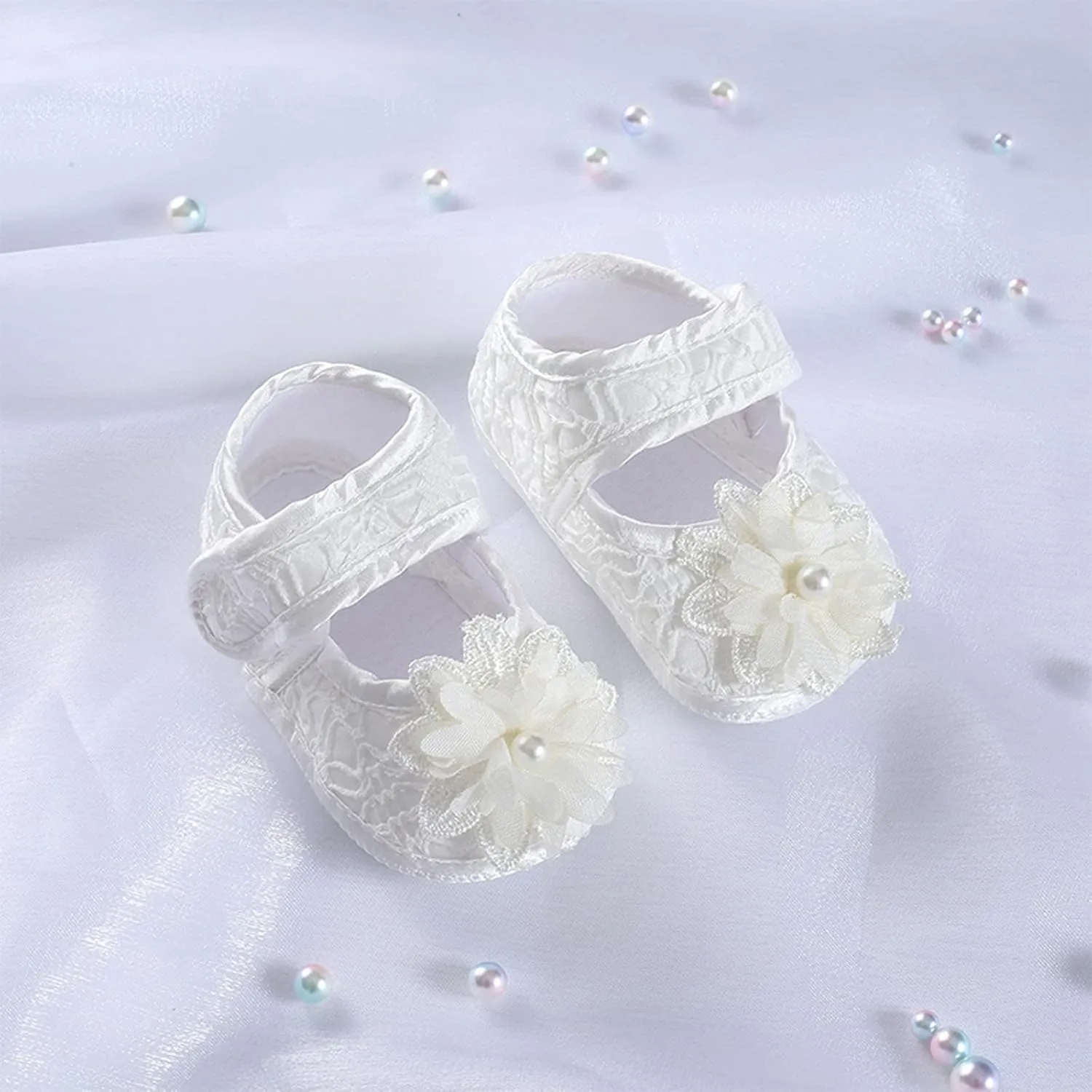 Toddler Girls Princess Dress Shoes Infant Lace Flower Ballet Mary Jane Flats Prewalker Wedding Party Baptism Shoes