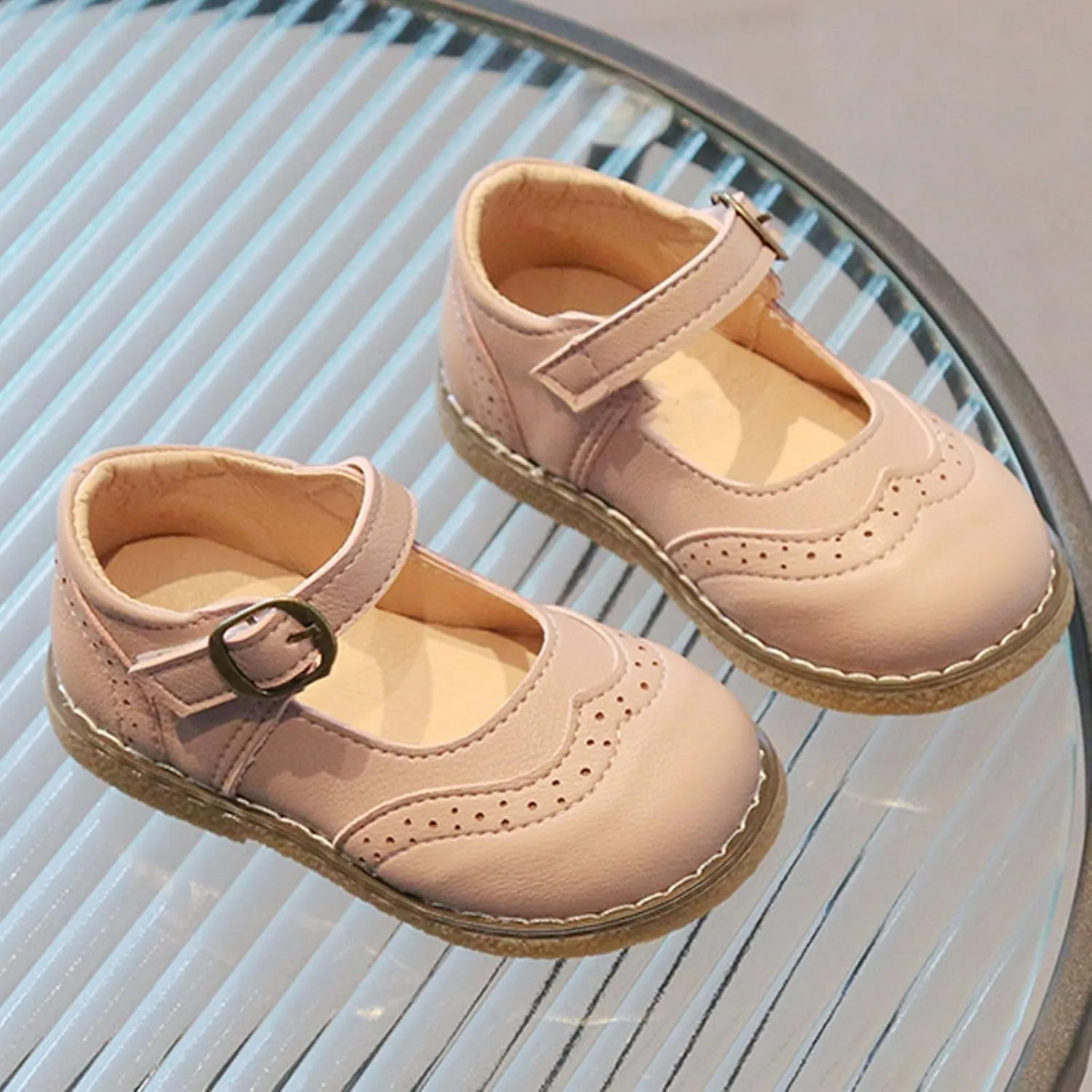 Toddler Little Girl Mary Jane Dress Shoes Ballet Flats for Girl Ankle Strap Party School Bowknot Shoes