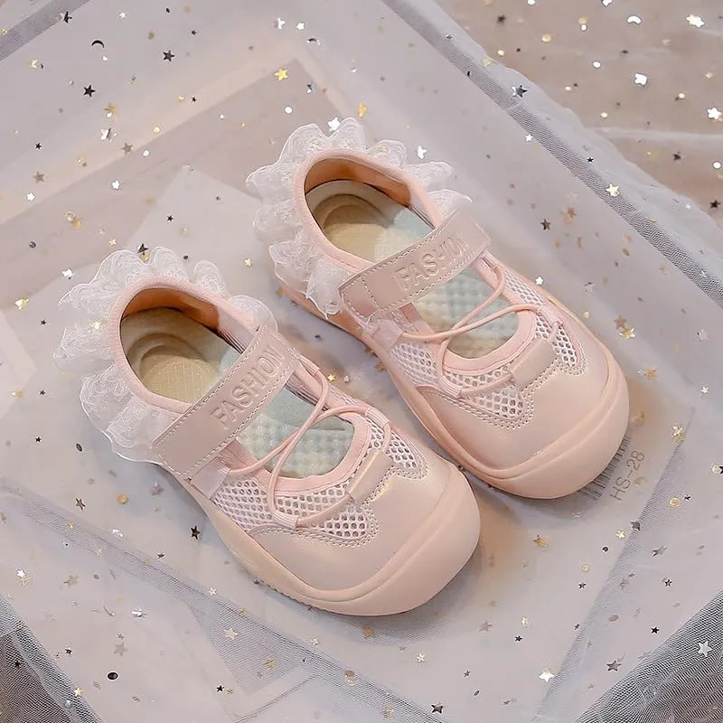 Toddler Little Girls Sneakers Shoes Ballet Style Summer Breathable Sports Sandals Casual Fashion Sneakers,Pink,Toddler Size 6.5