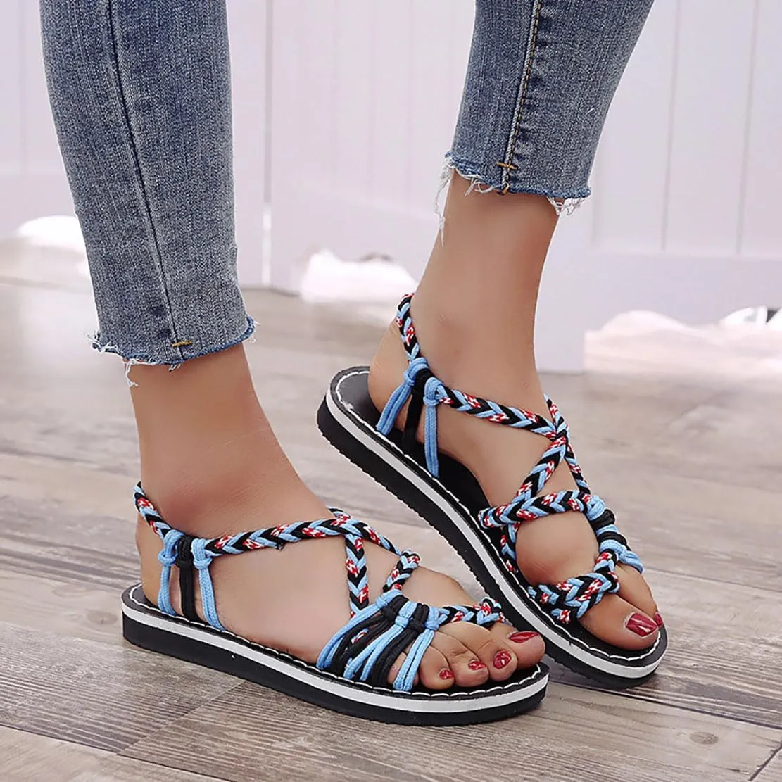 Ulalaza Women's Casual T-Strap Thong Rhinestone Jewel Non-Slip Flip Flop Sandals Flat Comfort Heel Cushion Ladies Beach Summer Bohemian Sexy Dress Sandals for Wedding Party Vacation Travel