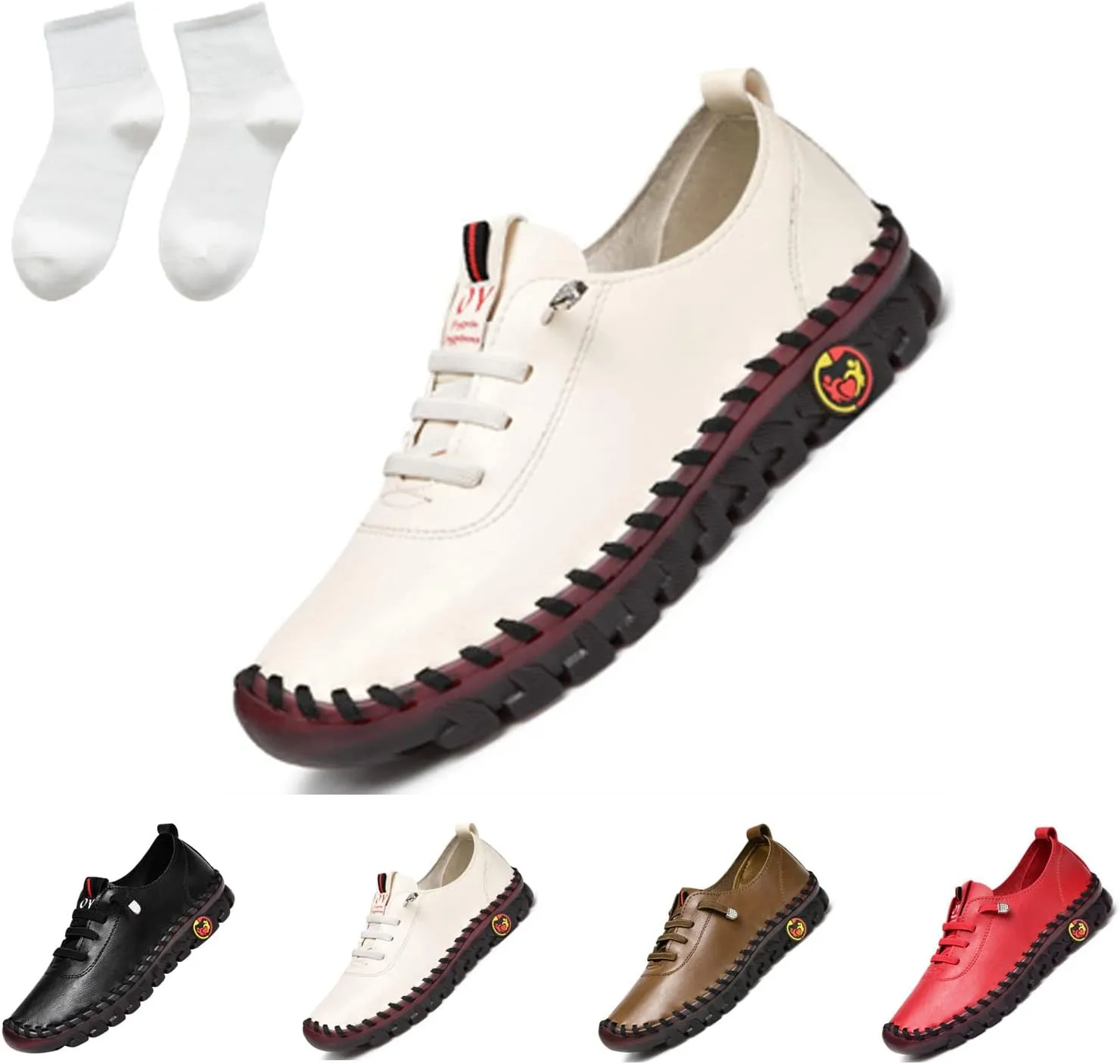 Ultra Soft Orthopedic Shoes for Women 2023, Leather Soft Bottom Flat Shoes, Non-Slip Breathable Round Head Shoes
