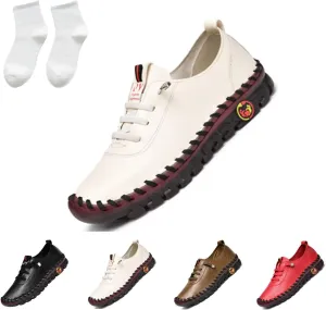 Ultra Soft Orthopedic Shoes for Women 2023, Leather Soft Bottom Flat Shoes, Non-Slip Breathable Round Head Shoes