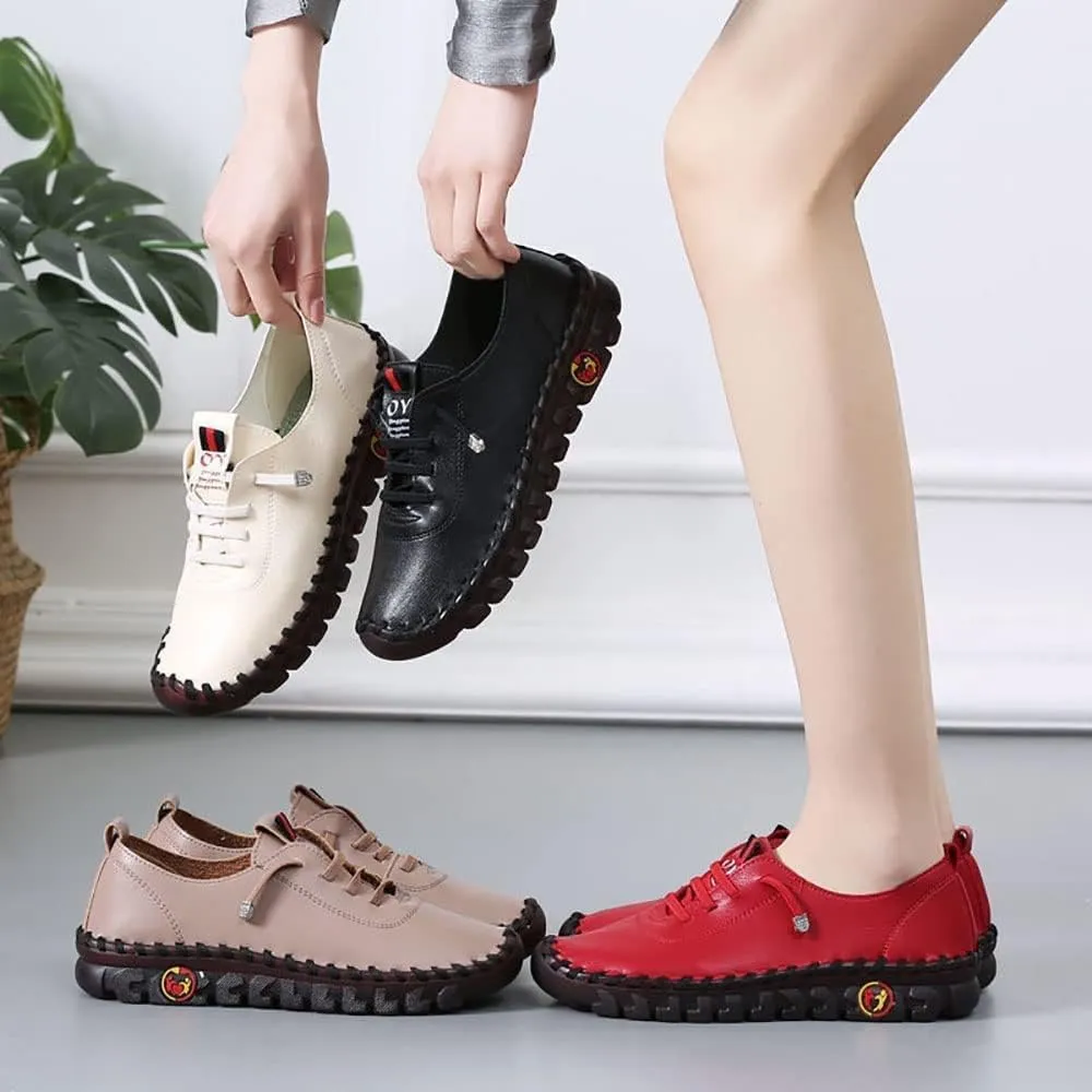 Ultra Soft Orthopedic Shoes for Women 2023, Leather Soft Bottom Flat Shoes, Non-Slip Breathable Round Head Shoes
