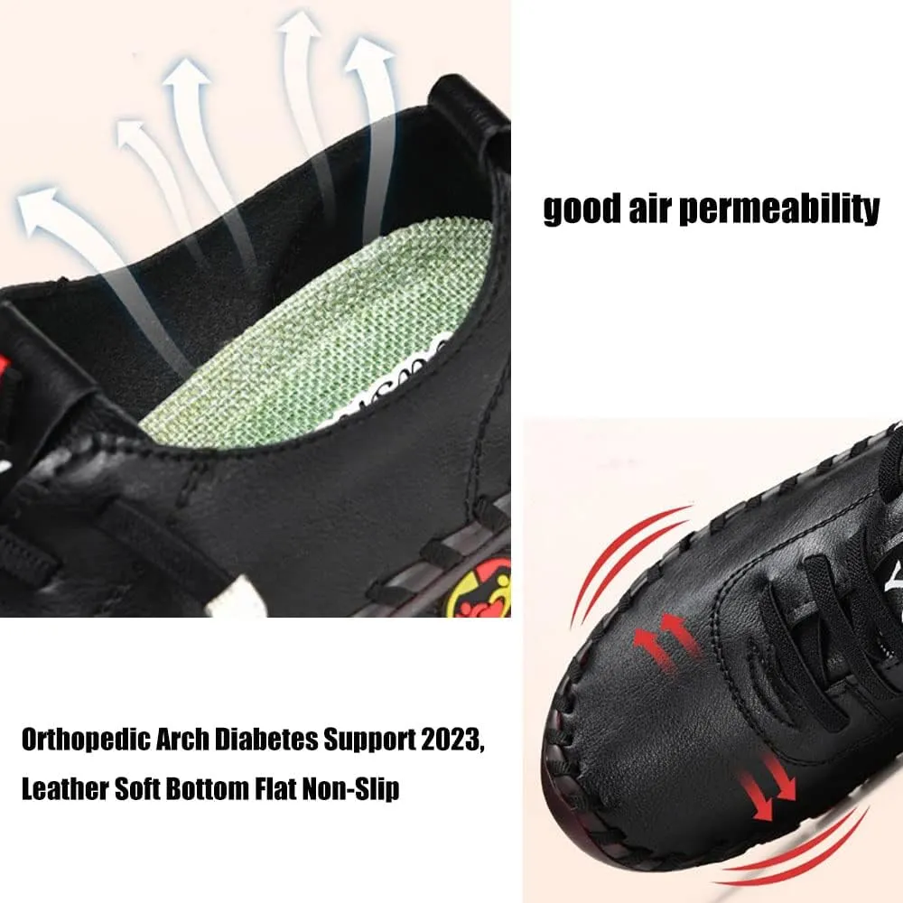 Ultra Soft Orthopedic Shoes for Women 2023, Leather Soft Bottom Flat Shoes, Non-Slip Breathable Round Head Shoes