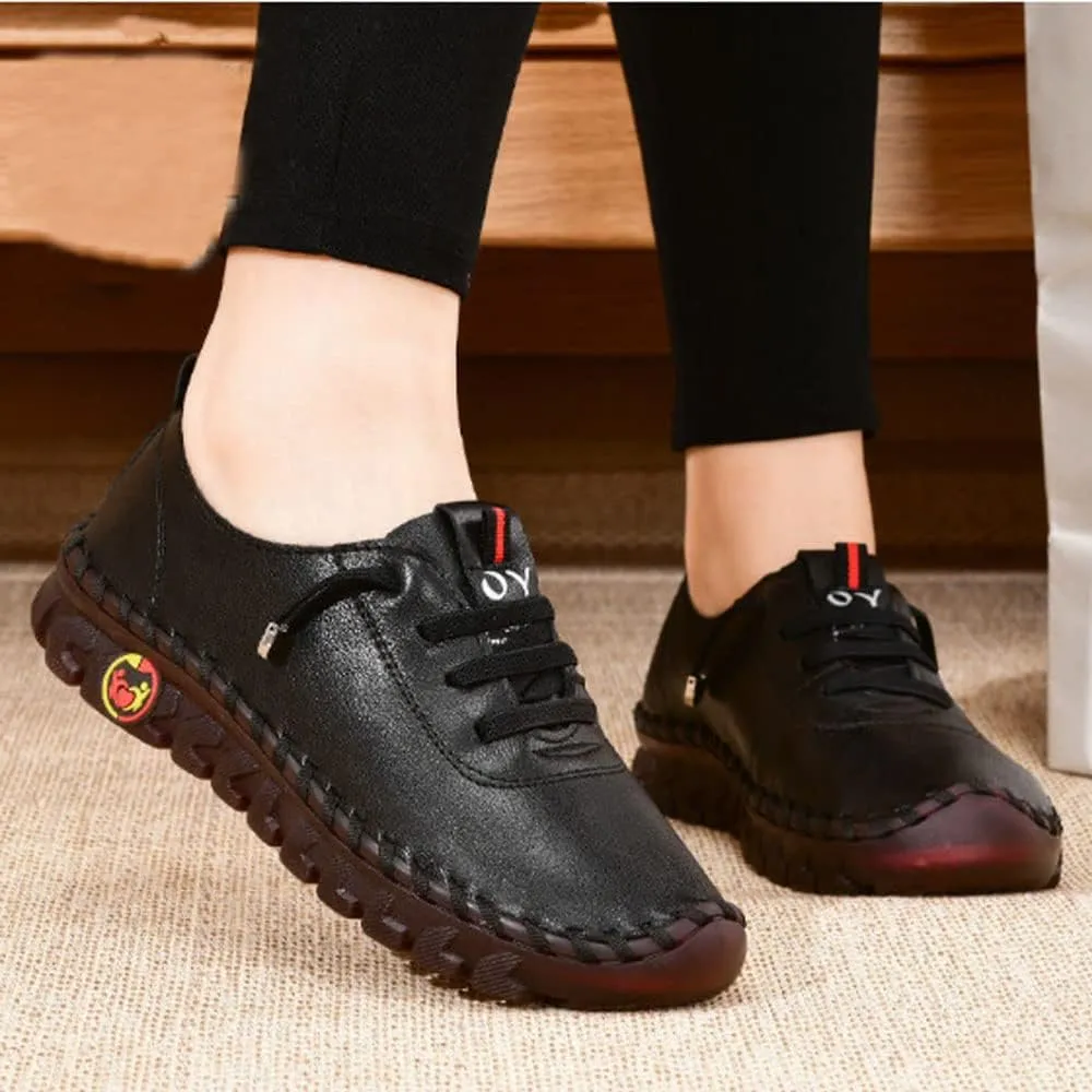 Ultra Soft Orthopedic Shoes for Women 2023, Leather Soft Bottom Flat Shoes, Non-Slip Breathable Round Head Shoes